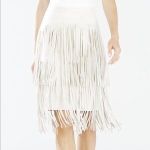 BCBG Rashell Faux-Suede Fringe Pencil Skirt NWT